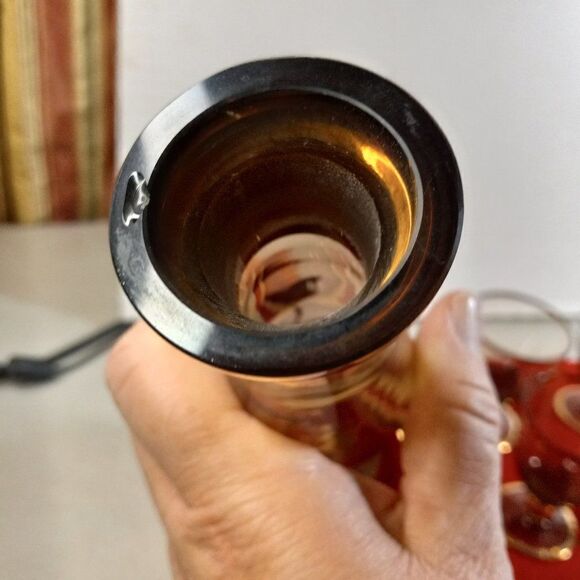 Vintage Amber Glass Decanter and 6 Cordial Glasses - Picture 12 of 12